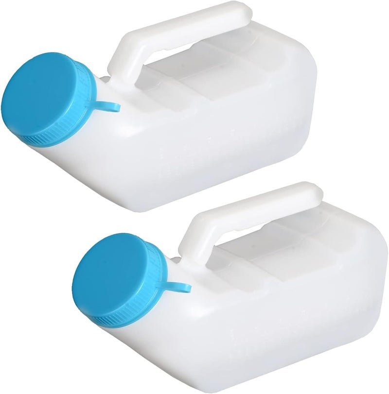 ilyever Upgraded Urinals for Men with Glow in The Dark,1000ml Thick Pee Bottles with Lid,Spill Proof Urinal Bottle for Car,Hospital,Elderly & Incontinence,2 Pack - Image 1